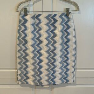 Alice Walk Midi Skirt Blue/White/Silver Size 4